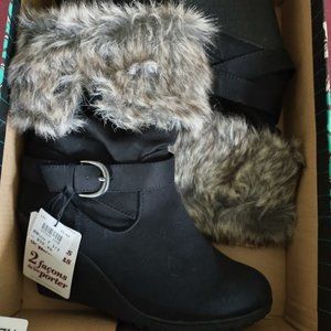 NIB - Lower East Side Black Wedge Boots